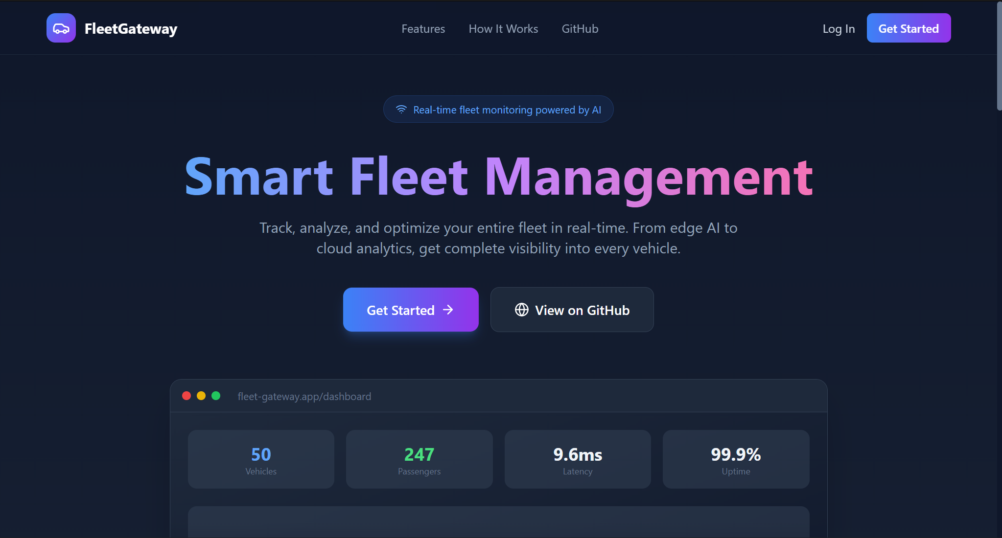 Project screenshot - fleet monitoring